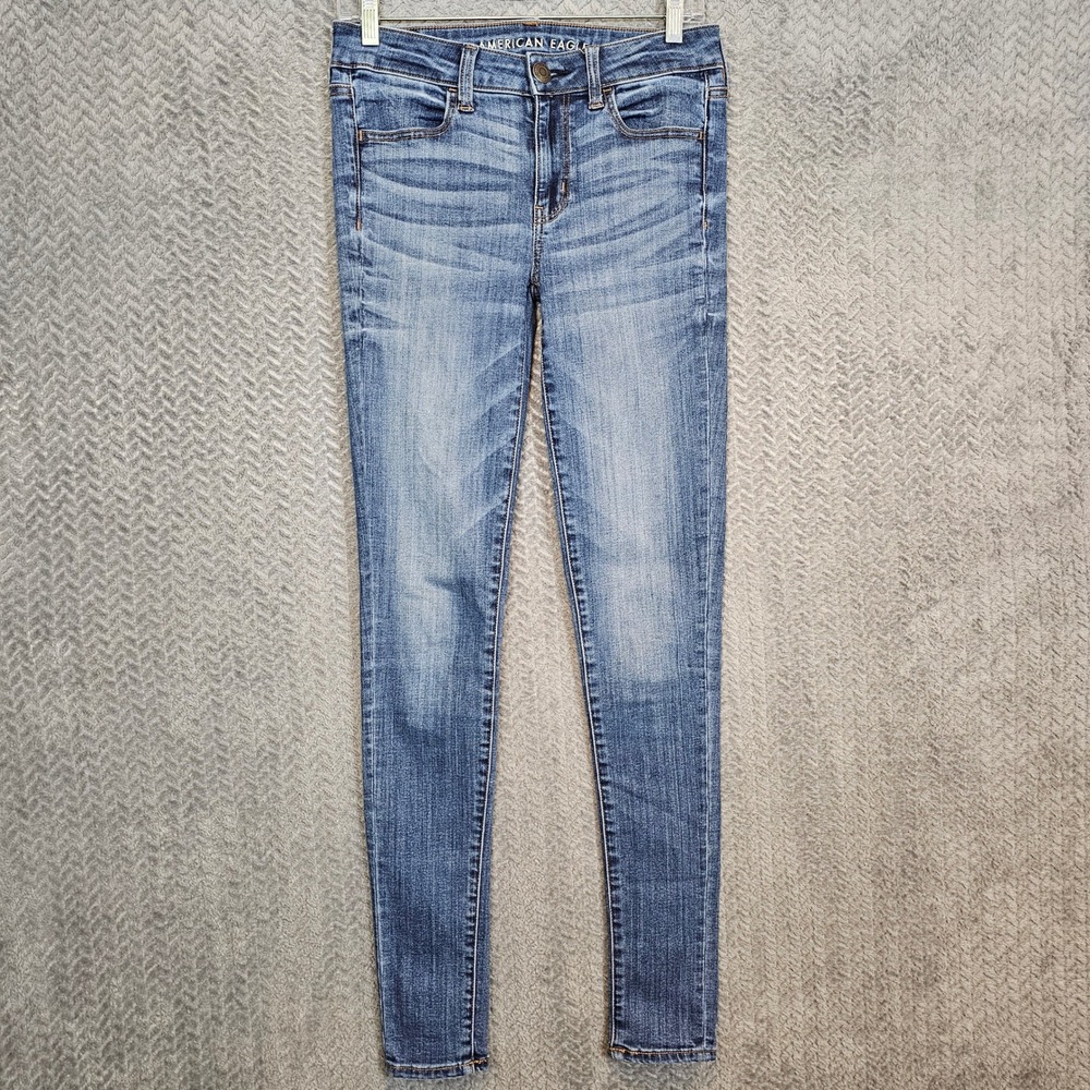 American Eagle Super Stretch Jegging Jean Women 6 X-Long Medium Wash Blue Skinny